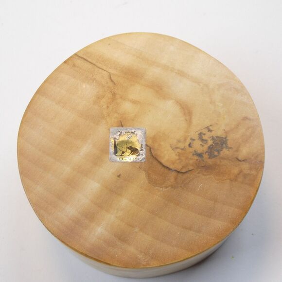 Alaska Birch Burl Wood Trinket Box Round w/Lid Vintage - Picture 9 of 12